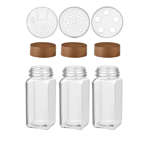 Square Shaped Kitchen 4oz 120ml Recipiente De Armazenamento De Especiarias para Temperar Frasco De Tempero De Vidro De Pimenta Com Tampa De Bambu para Agitar - Product Image 6