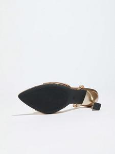 Eleganti <span class=keywords><strong>Sandali</strong></span> Slingback da <span class=keywords><strong>Donna</strong></span> con Punta Affusolata, Tacco Medio Dorato Metallizzato, Comodi Tacchi a Gattino, Scarpe Eleganti <span class=keywords><strong>per</strong></span> Ufficio e Lavoro - Product Image 6