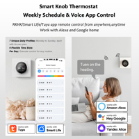 Termostato Inteligente RKHK OEM para Sistemas de Calefacción por Suelo Radiante y Caldera de 16A Eléctrico y 3A de Agua, con Pantalla de Temperatura y Humedad
