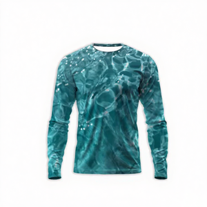 Chemise de soleil à imprimé vague personnalisé UPF50+, à séchage rapide, à manches longues, à capuche, unisexe, vêtements de pêche en plein air - Product Image 1