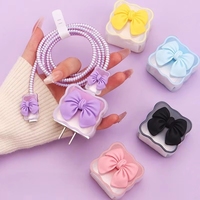 Sac de rangement pour câble de charge et de données avec nœud rose et violet tendance, pour iPhone 18w 20w 2 broches, norme américaine et européenne, sac de protection
