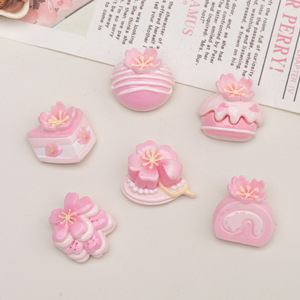 Accessoires en résine DIY style dessin animé, Série fleurs roses, Pinces à cheveux en colle crème, Coques de téléphone, Breloques pour chaussures, Porte-clés - Product Image 3