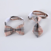 Collier à nœud papillon rayé en coton et polyester de style britannique pour chat et chien, accessoires anti-suffocation pour mariage