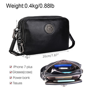 Tiding fashion personalized black small shoulder bag messenger bag genuine leather - Product Image 2