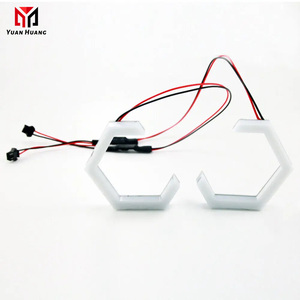 70mm Angel Eyes <strong>Hex</strong> Halo Rings Retrofit Hexagonal Running <strong>Lights</strong> LED for Headlight Projector <strong>White</strong> DRL - Product Image 1