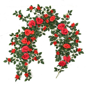 Guirlandes de fleurs artificielles en soie, roses jaunes en cascade, pour la décoration d'entrée de centre commercial, aménagement paysager mural floral - Product Image 5