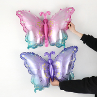 Couleur papillon aluminium Film ballon fête d'anniversaire décoration bleu rose dégradé ballon bébé douche fête décors hélium Globo