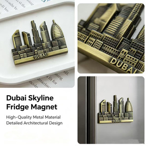 Imán para Refrigerador con Diseño Arquitectónico Detallado del Horizonte de Dubái, Recuerdo de Viaje - Product Image 1