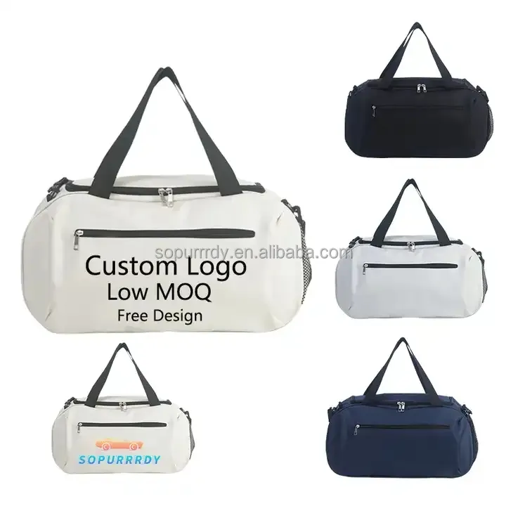 Desain baru Logo kustom tas Duffle modis portabel kapasitas besar tahan air poliester tas koper Gym olahraga Travel Bag