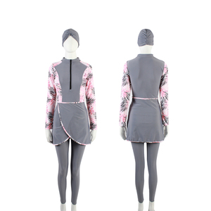 OEM nouveau modeste musulman 3 pièces <span class=keywords><strong>Bikini</strong></span> manches longues fermeture éclair avant maillot de bain femmes islamique <span class=keywords><strong>Hijab</strong></span> grande taille maillots de bain Burkinis - Product Image 3