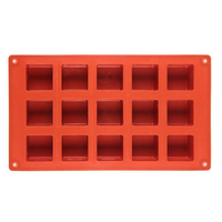 Moule en silicone jetable carré à 15 cavités pour gâteaux, biscuits, chocolats, glaçons - pour la pâtisserie et les outils de service (vente en gros)