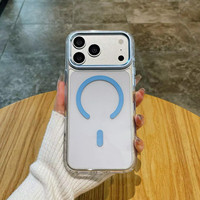 Coque de téléphone magnétique anti-traces de doigts en TPU transparent style INS avec chargement sans fil pour iPhone 18 Pro