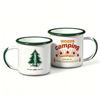 Mug en émail blanc vierge de 12 oz pour sublimation, logo personnalisé OEM ODM, bord roulé, mug en émail métallique pour le camping, cadeau, souvenir, usage domestique