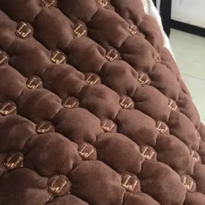 沙发用泡沫背衬麂皮新天鹅绒面料表面缝合钻石图案