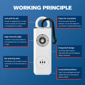 الطوارئ SOS حماية الشخصية إنذار سلامة المفاتيح 130Db آمنة الصوت الذاتي الدفاع الشخصية هجوم الأمن إنذار مع الشعلة - Product Image 4