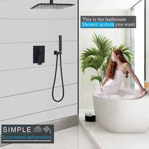 Sistema Doccia a Pioggia Completo Spazzolato con Soffione da Soffitto da 16 Pollici, Miscelatore a Tre Maniglie con Doppia Funzione e Massaggio a 2 Vie - Product Image 6