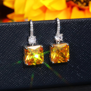 Orecchini a Gancio con Zircone Giallo a Forma di Fiore di Ghiaccio per Donne, Gioielli Eleganti e Scintillanti alla Moda - Product Image 3