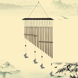Ornement de jardin extérieur écologique, carillon éolien en bois et en aluminium en forme de papillon - Product Image 2