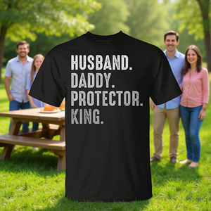 Camiseta para hombre con cuello redondo y manga corta, ropa para fiesta de reunión familiar, Husband Daddy Protector King - Product Image 3