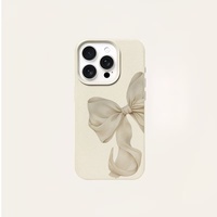 Coque de téléphone minimaliste grise à motif nœud papillon pour iPhone 13 14 15 16 17 18 Pro Max, texture cuir, antichoc, protection arrière, vente en gros