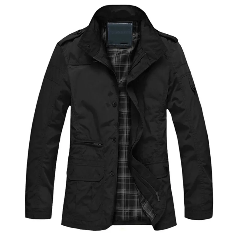 Coupe-vent décontracté pour hommes, vêtements d'extérieur Baggy Streetwear veste classique Long pour hommes Trench Coat pour l'été mince