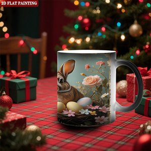 Tasse à base stable anti-déversement 11oz en céramique noire givrée, sensible à la chaleur, pour sublimation - Product Image 2
