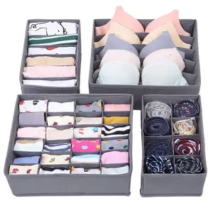 Divided Home Storage Boxes Basket Dress Drawer Organizer for Tie Socks Bra Underwear Closet Fabric Storage Boxes/ Bins