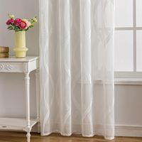 Voilage XinLan de luxe léger en jacquard 3D à motif vague avec œillets, idéal pour appartement locatif, dortoir, maison d'hôtes, fenêtre française