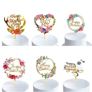Décoration de gâteau élégante en acrylique <span class=keywords><strong>pour</strong></span> mariage, insert de gâteau avec motif floral imprimé <span class=keywords><strong>pour</strong></span> la décoration de gâteau de mariage, fête prénuptiale - Product Image 6