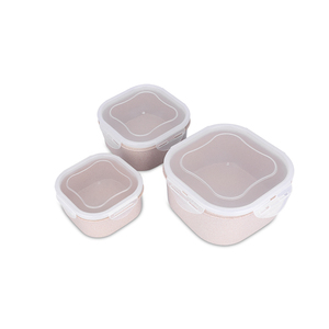 Eco-friendly reusable wheat straw fiber food container lunch bento box set