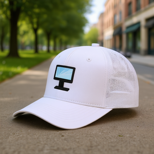 Gorra Trucker 6CTM de 6 Paneles, Malla Ajustable, Unisex, Blanca con Serigrafía, Estilo Formal, para las Cuatro Estaciones - Product Image 2