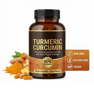 Cápsulas de Extracto de Cúrcuma Silvestre OEM con <span class=keywords><strong>Pimienta</strong></span> <span class=keywords><strong>Negra</strong></span> y Jengibre, 95% Curcuminoides, Alta Absorción, Certificado GMP, Apoyo para las Articulaciones - Product Image 1