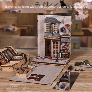 Fábrica OEM 3D casa en miniatura de madera Diy el callejón donde los gatos se quedan cuerda creativa decoración del hogar sujetalibros regalos para niños - Product Image 4