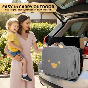 Cuna de Viaje Plegable Tipo Sándwich para Niños Pequeños, OEM/ODM, de Espuma Suave y Portátil, con Barandilla de Seguridad para el Hogar - Product Image 4