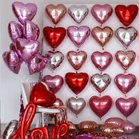 12 ballons en forme de cœur roses et rouges de 18 pouces, ballons brillants en feuille d'aluminium, décoration pour la Saint-Valentin, anniversaire, mariage, fête