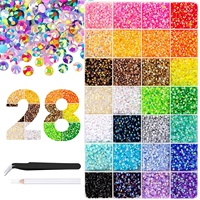 CY Vente en gros 24000 pièces Kit de strass en résine, Pierres plates multicolores AB en 24 compartiments pour Nail Art et loisirs créatifs