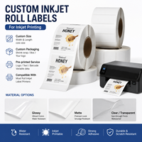 Gulungan Label Inkjet Transparan Glossy Matte Tahan Air Kustom 100x100mm 500 Lembar Kertas Stiker Vinyl PP untuk Printer Inkjet