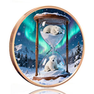 独家彩色高浮雕 1 盎司 .999 纯铜硬币 极光北极熊高级铜条 - Product Image 2