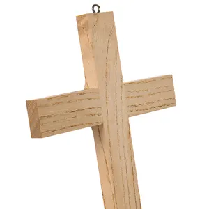 Fabbrica all'ingrosso fatto a mano CrossChristianity religione incompiuto Design in legno parete gesù appendere croce di legno