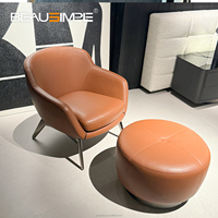 Fauteuil en cuir ergonomique multi-scènes pour salon avec coussin de siège en mousse à mémoire de forme haute densité et personnalisable