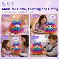 AI Cool Beast Rainbow Long Fur Monster Peluche Jouet Double Cornes Métalliques ChatGPT 50 + Langues Voix Clone Mémoire WiFi Vente en Gros