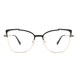 Wholesale Eye Glasses Cat Eye Spectacle Frames Ladies Metal Glasses Stainless Steel Optical Frame