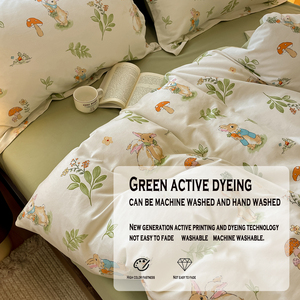 Đáng Yêu Thỏ In 100% Bông Duvet Bìa Bốn Mảnh Bộ Đồ Giường Thiết Lập Cho Trẻ Em Và Người Lớn Có Sẵn Trong Đôi Nữ Hoàng Vua Kích Thước - Product Image 4