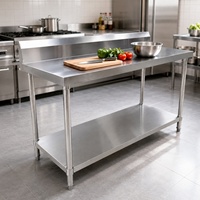 Table de travail en acier inoxydable pour usage commercial avec dosseret et étagère inférieure, table de préparation pour cuisine de restaurant