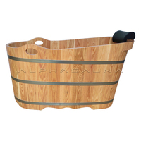 Baignoire autoportante en bois de 110 cm/120 cm/130 cm/140 cm, baignoire portable pour une personne, bain à remous