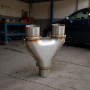 Tubo di scarico in acciaio inossidabile, diametro interno 2,5 pollici, lucidato a specchio, spessore 1,2 mm, doppio ingresso per prestazioni veicolari - Product Image 2