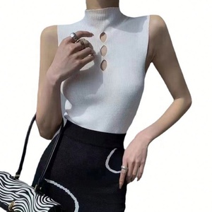 Camisetas sin mangas de punto para entrenamiento, tops halter, camisetas básicas - Product Image 5