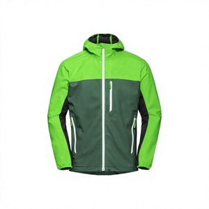 Impermeable Ligero para Hombre con Diseño de Parches Bicolor, Capucha, Bolsillos con Cremallera, Cortavientos para Correr al Aire Libre en Invierno - Product Image 1