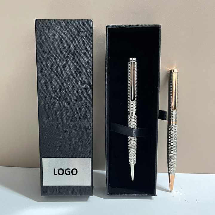 Luxury VIP Gift Pen Set Custom LOGO Engrave Silver Chrome Color Metal ...