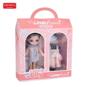 Zhorya Boneka Kasual 6 Inci Modis, Mainan Anak Perempuan Cantik DIY Mata 3D Rias Badan Sambungan Dapat Digerakkan 12 Inci